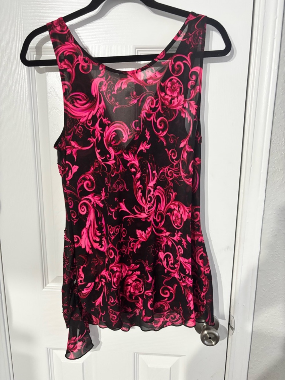 Cache Black and Pink Scroll-Print Cowl Neck Camisole - Picture 6 of 6